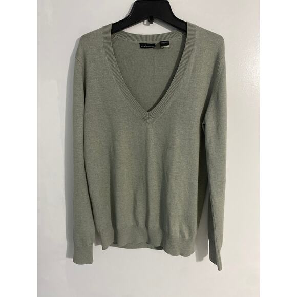 Moda International sweater women’s M green silk cashmere quiet luxury preppy - Picture 1 of 4